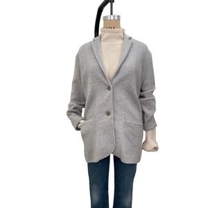 J Crew Sweater 100% Merino Wool Gray Cardigan Blazer Coat sz‎ M
